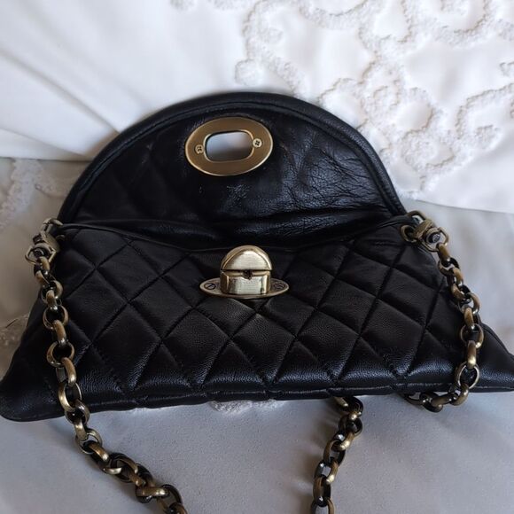 Carla Mancini Black Quilted Leather Demi Bag /Clutch🖤 - Picture 8 of 12